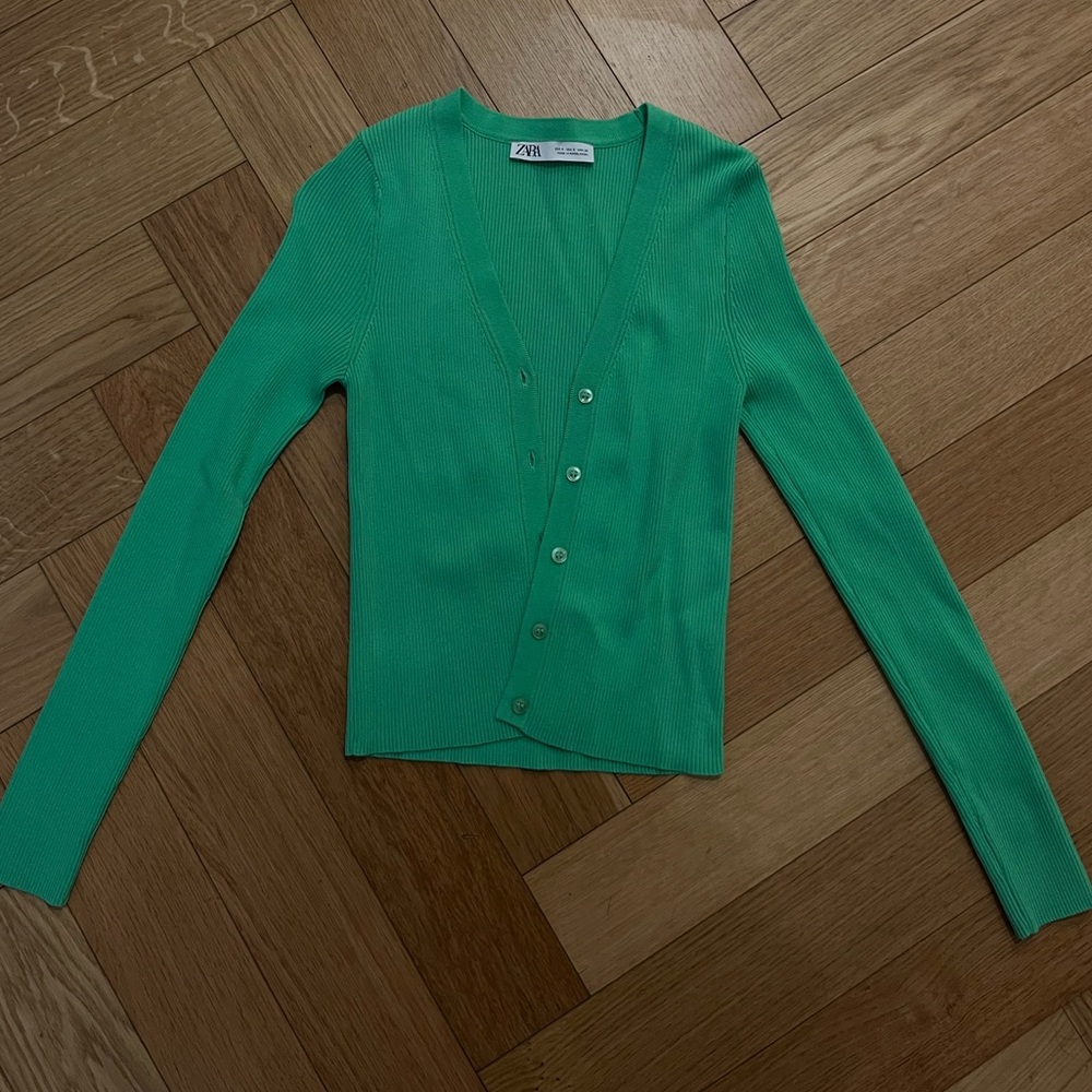 Zara knit cardigan in bright green